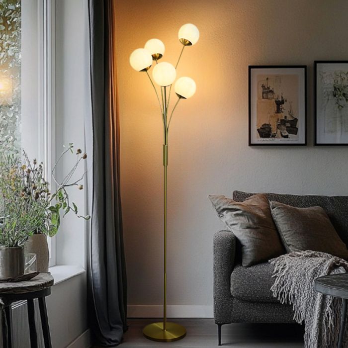 Design floor lamp brass, Stacy, with switch