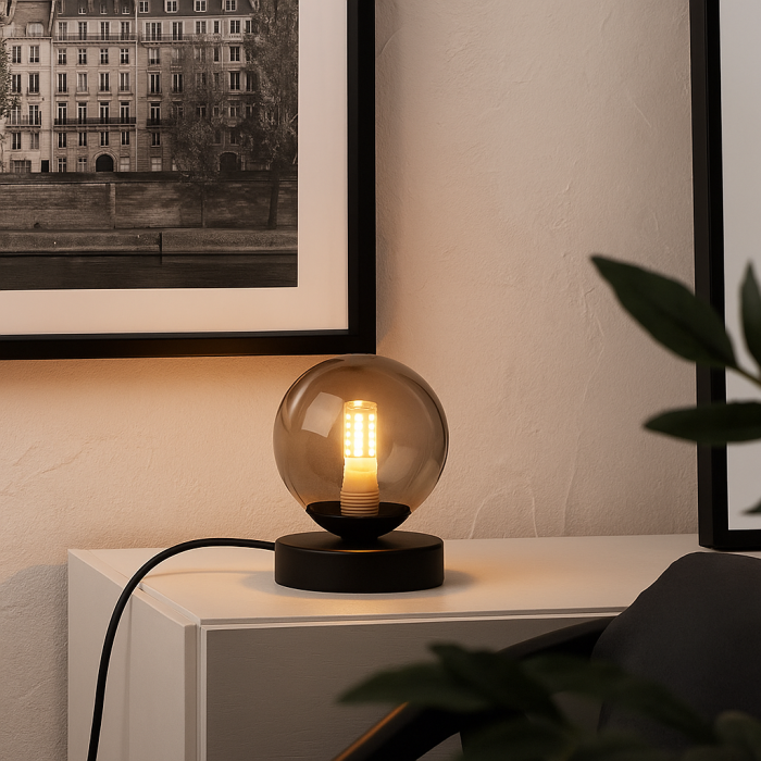 Design table lamp grey, Stacy, with switch