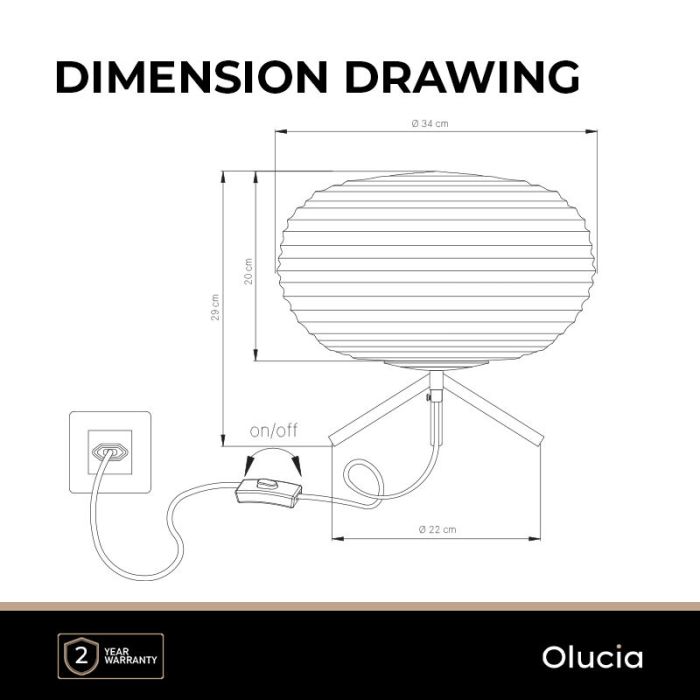 Modern table lamp white, Davide, with switch