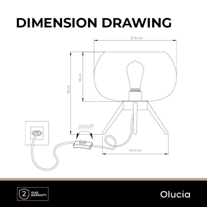 Design table lamp grey, Vidro, with switch