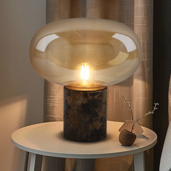 Marble table lamp amber, Alan, with switch