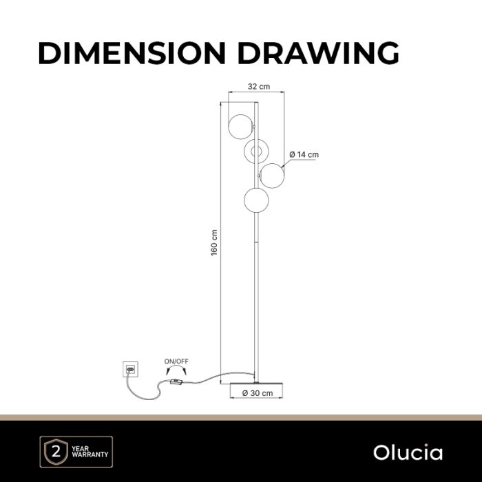 Design floor lamp amber, Remo, with switch