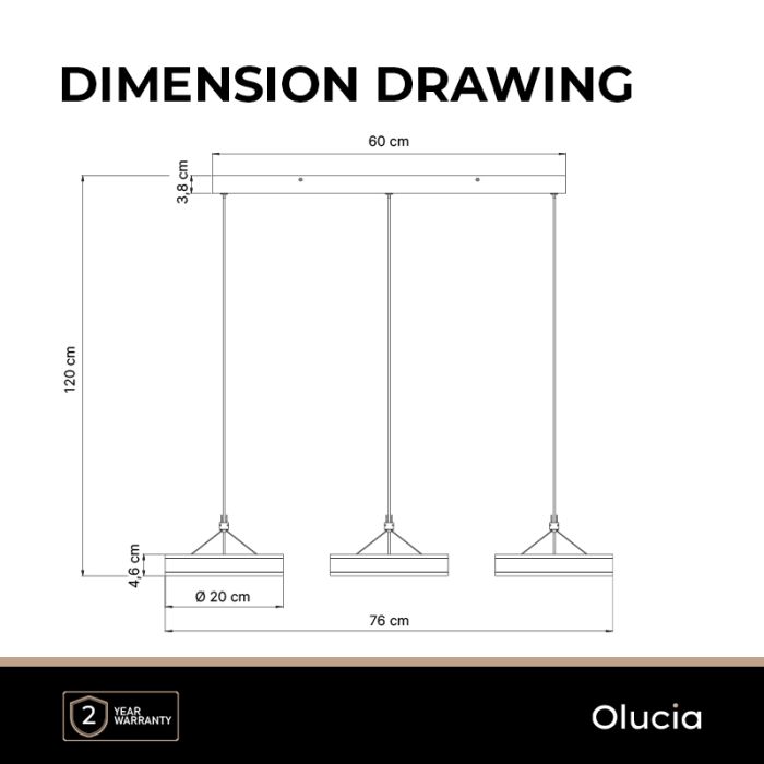 Design pendant light black, Lava, 55W, 3000K LED, 3-step dimmable