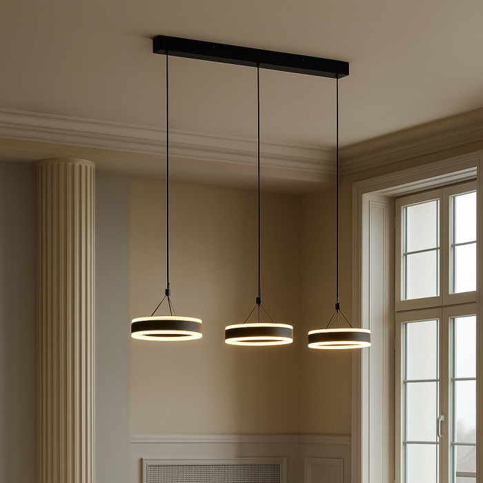 Design pendant light black, Lava, 55W, 3000K LED, 3-step dimmable
