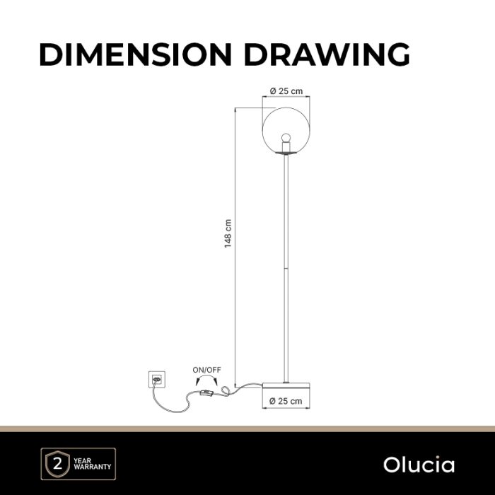 Design floor lamp white, Dolf, with switch
