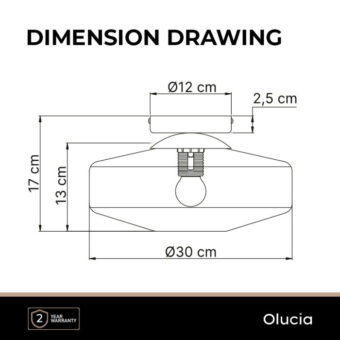 Design flush ceiling light amber, Sevda