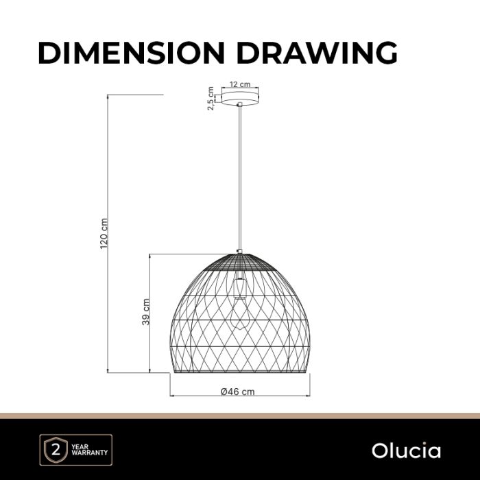 Rattan pendant light black, Rosa