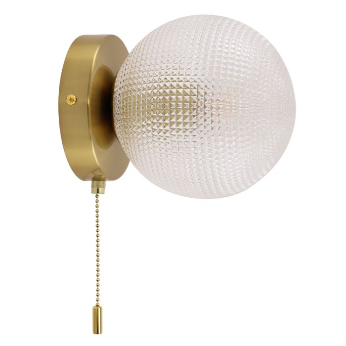 Retro wall light transparent, Johnson, with pull switch