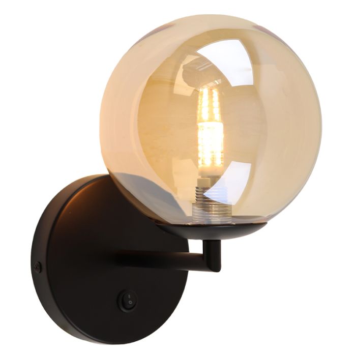 Design wall light amber, Remo, with switch