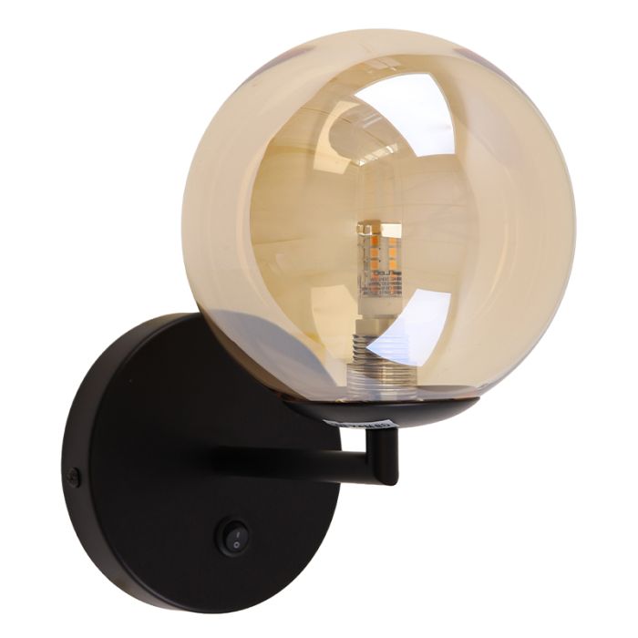 Design wall light amber, Remo, with switch