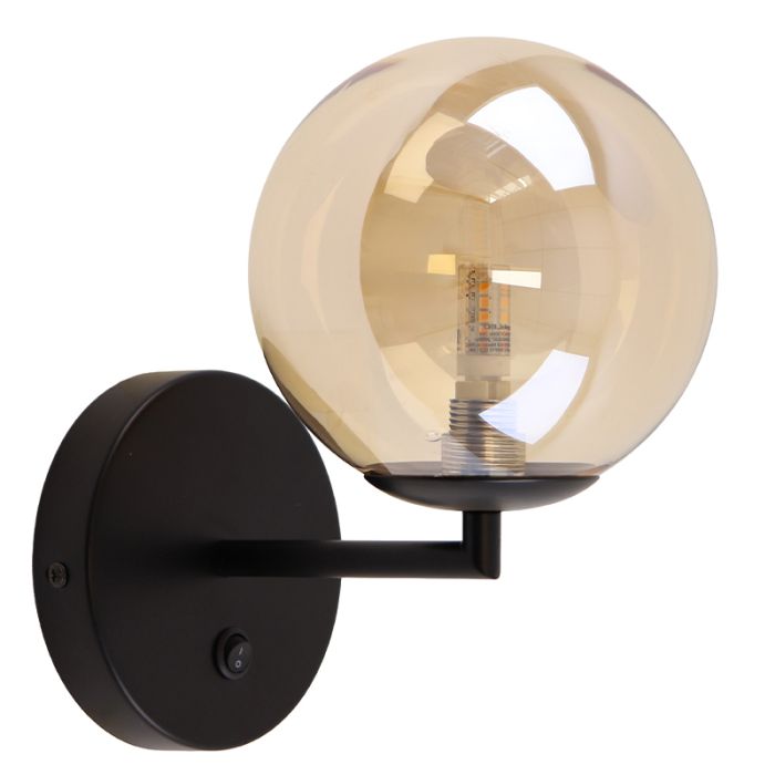Design wall light amber, Remo, with switch
