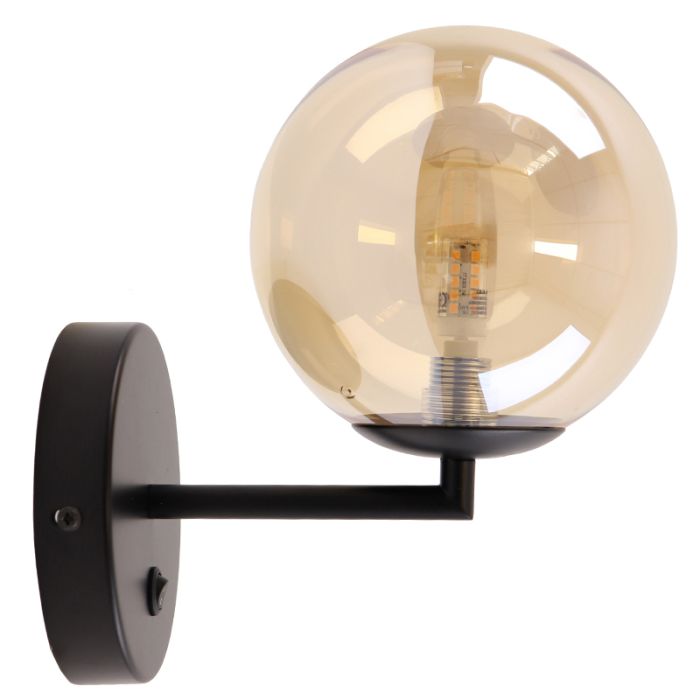 Design wall light amber, Remo, with switch