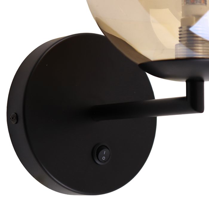 Design wall light amber, Remo, with switch