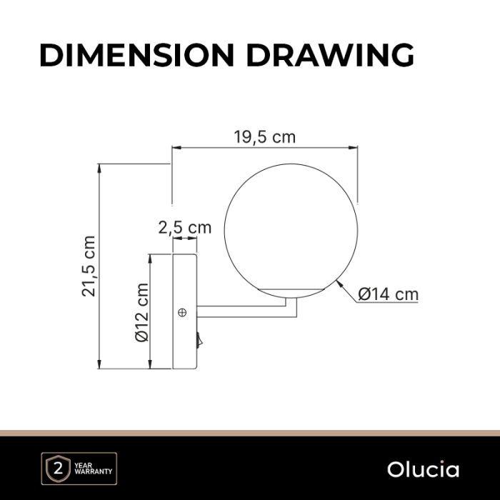 Design wall light amber, Remo, with switch