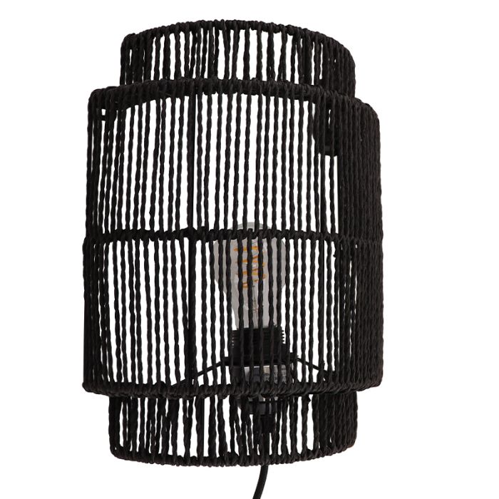 Rustic wall light black, Selena, with switch