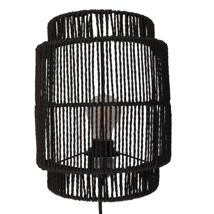 Rustic wall light black, Selena, with switch