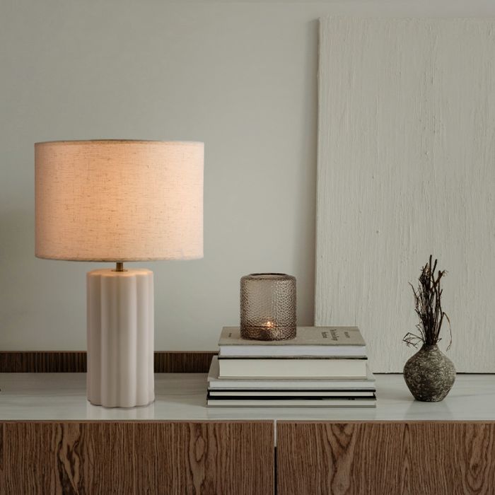 Rustic table lamp white, Juno, with switch