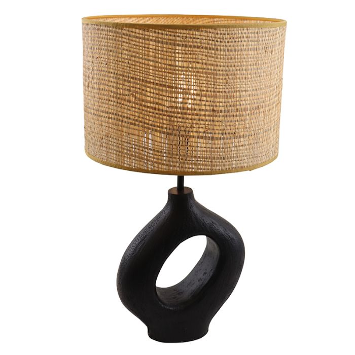 Rustic table lamp black, Bette, with switch