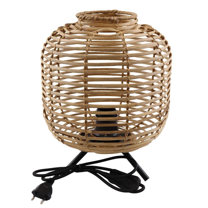 Rattan table lamp brown, Pinar, with switch