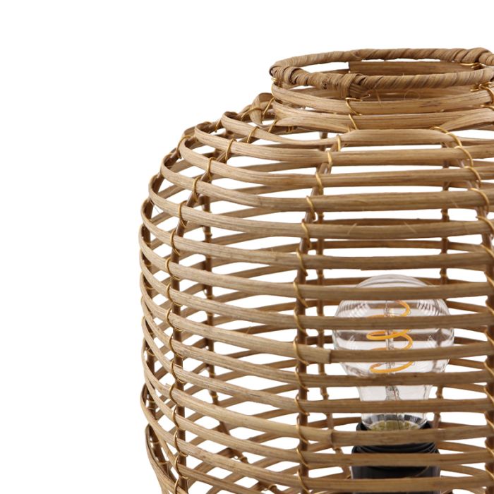 Rattan table lamp brown, Pinar, with switch