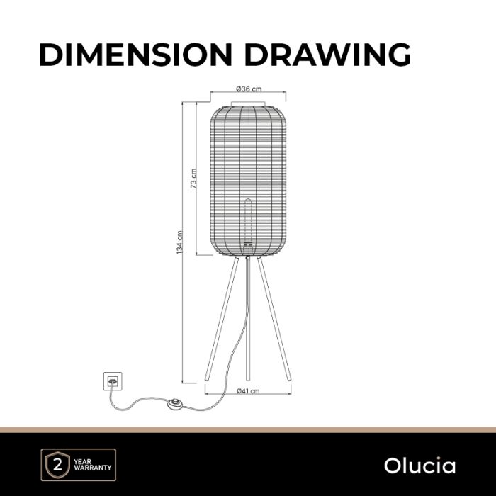 Industrial floor lamp black, Pinar, with switch