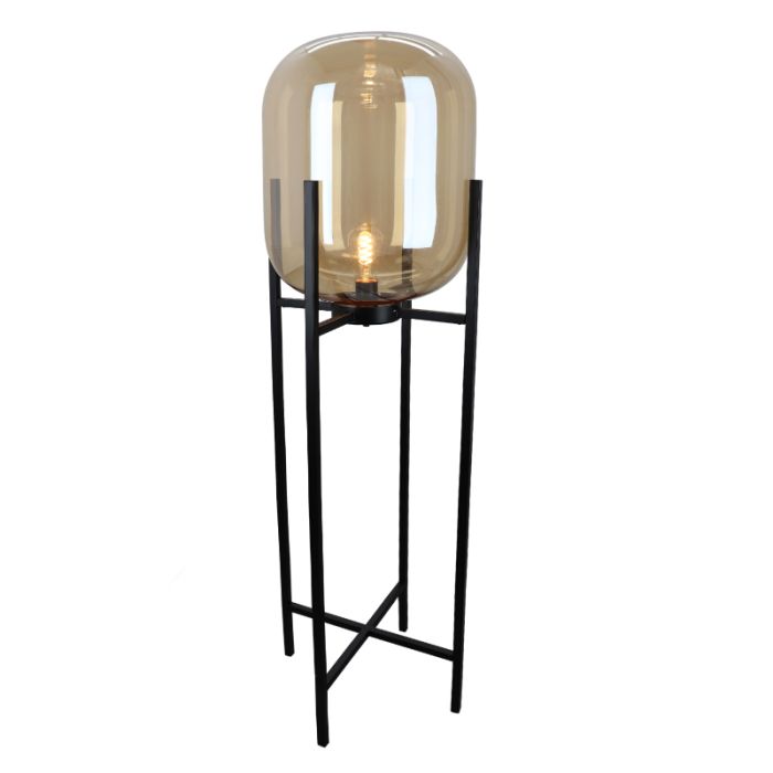 Retro floor lamp amber, Roxy, with switch