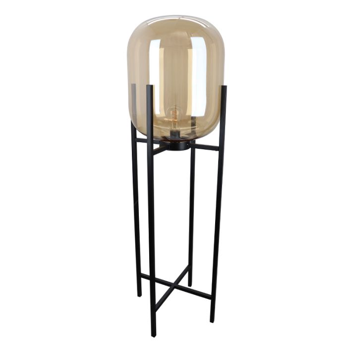 Retro floor lamp amber, Roxy, with switch