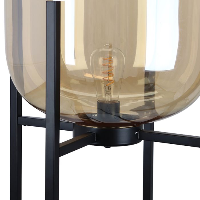 Retro floor lamp amber, Roxy, with switch