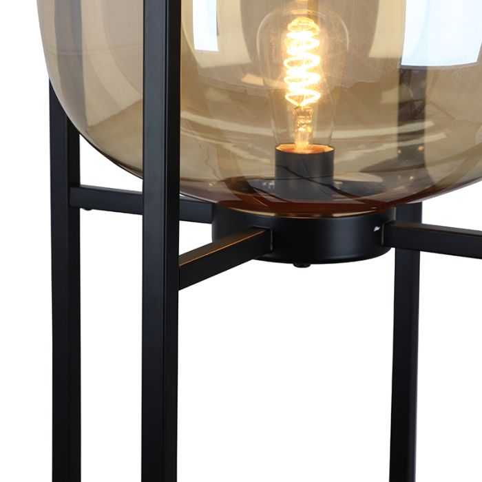 Retro floor lamp amber, Roxy, with switch