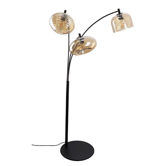Modern floor lamp amber, Caia, with switch