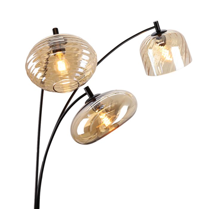 Modern floor lamp amber, Caia, with switch