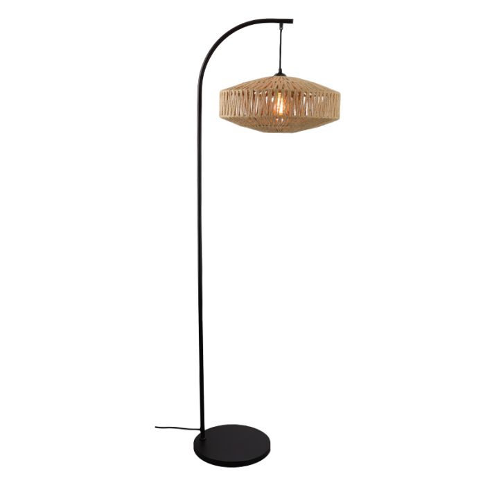 Rustic floor lamp brown, Selena, with switch