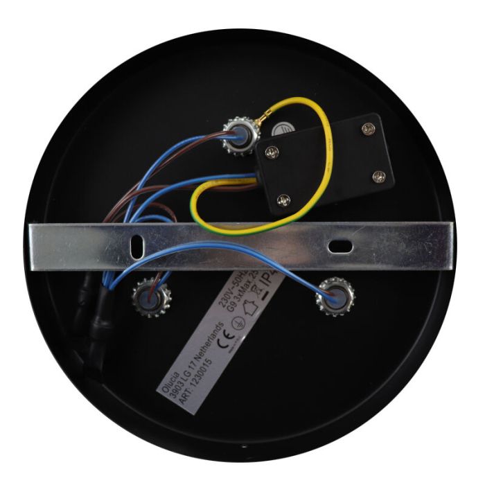 Modern bathroom ceiling light black, Callum, IP44