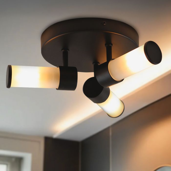 Modern bathroom ceiling light black, Callum, IP44