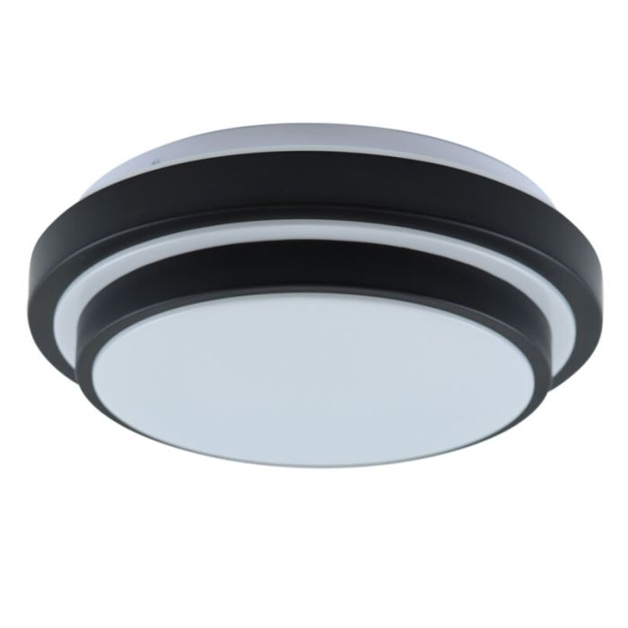 Modern bathroom ceiling light black, Jaro, 12W, 3000K LED, IP44