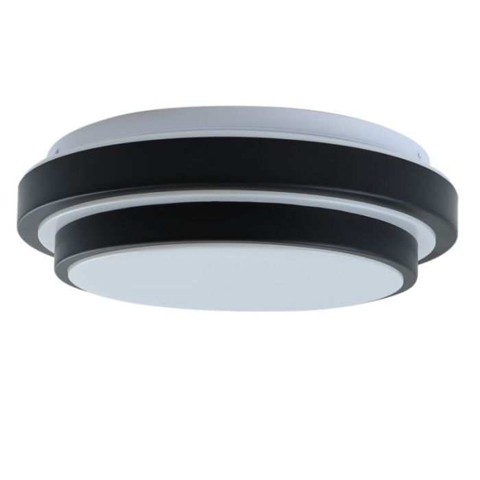 Modern bathroom ceiling light black, Jaro, 12W, 3000K LED, IP44