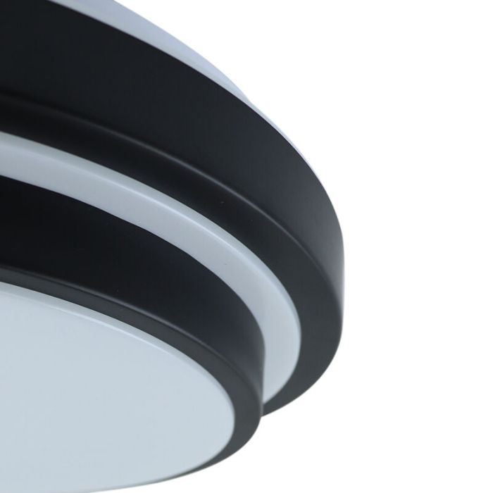 Modern bathroom ceiling light black, Jaro, 12W, 3000K LED, IP44