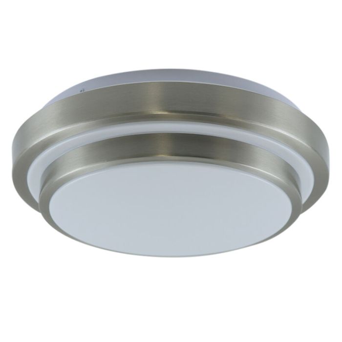 Modern bathroom ceiling light nickel, Jaro, 12W, 3000K LED, IP44