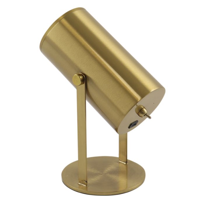 Modern rechargeable table lamp brass, Elko, 2W, 3000K LED, with switch
