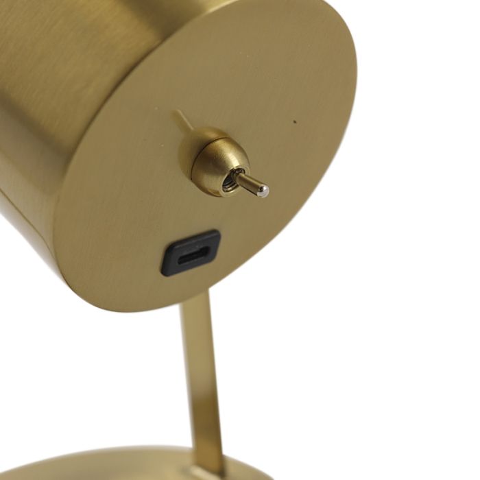 Modern rechargeable table lamp brass, Elko, 2W, 3000K LED, with switch