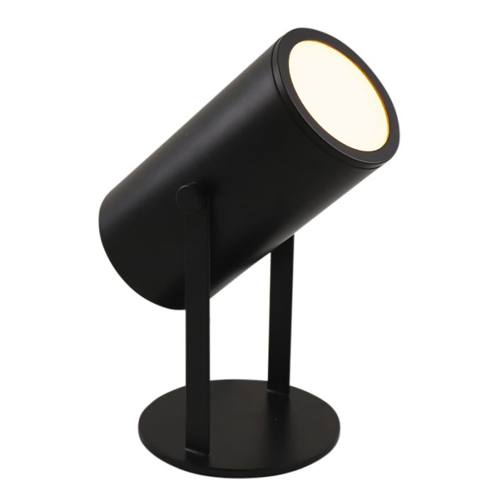 Modern rechargeable table lamp black, Elko, 2W, 3000K LED, with switch