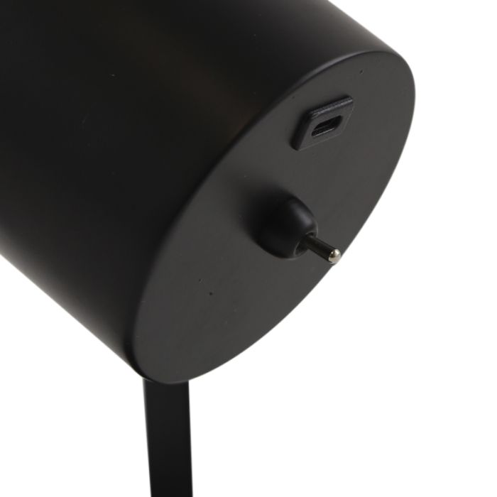 Modern rechargeable table lamp black, Elko, 2W, 3000K LED, with switch