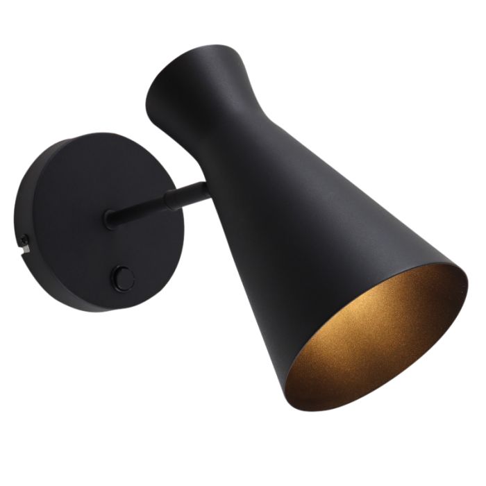 Modern wall light black, Steve, with switch