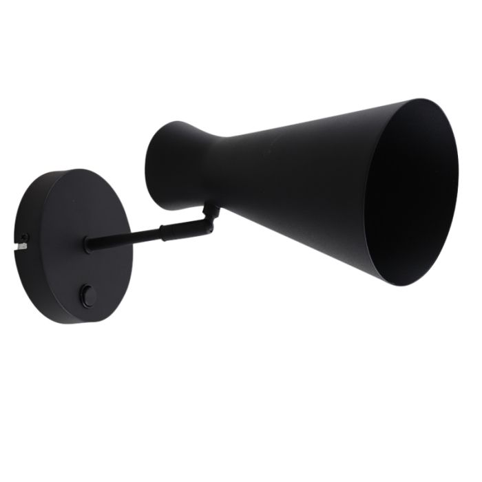 Modern wall light black, Steve, with switch