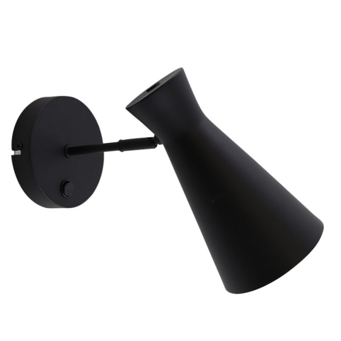 Modern wall light black, Steve, with switch