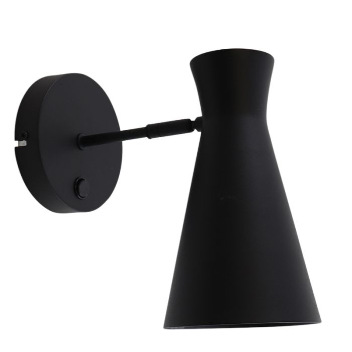 Modern wall light black, Steve, with switch