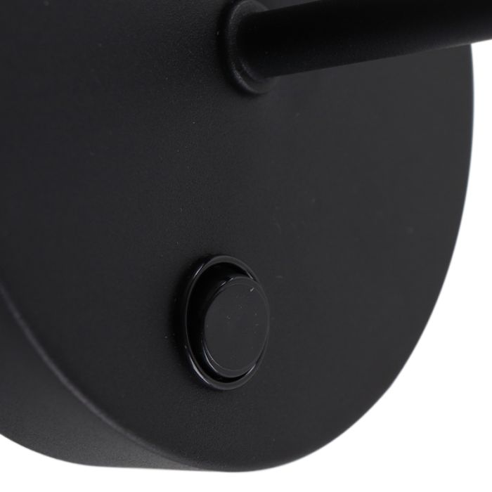 Modern wall light black, Steve, with switch