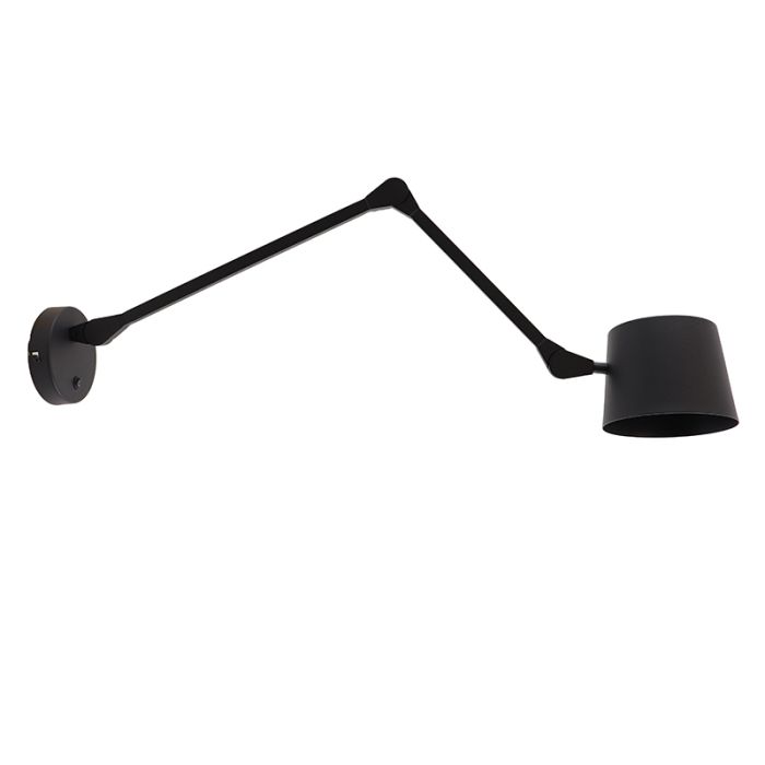 Modern wall light black, Rinke, with switch