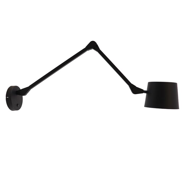 Modern wall light black, Rinke, with switch