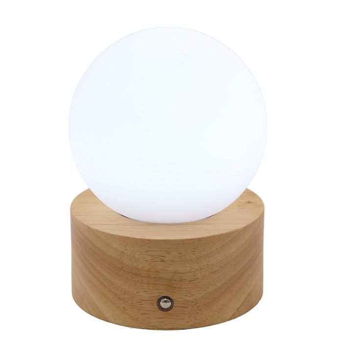 Basic table lamp wood, Tiddo, 2W, dim to warm LED, with switch